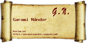 Garami Nándor névjegykártya
